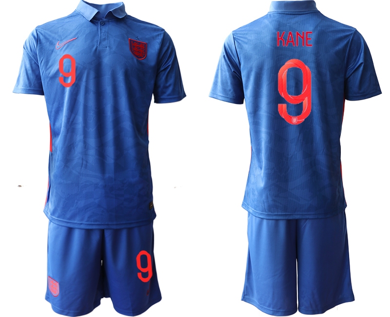Men 2021 European Cup England away blue #9 Soccer Jersey